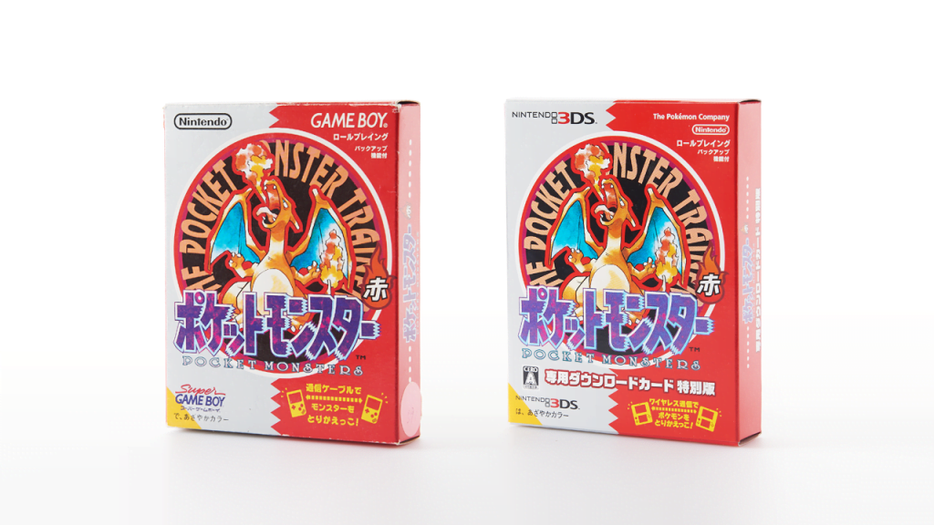 Left: Pocket Monsters Red (Japan) original Game Boy box. Right: Limited Edition Download Code box. Source: Nintendo