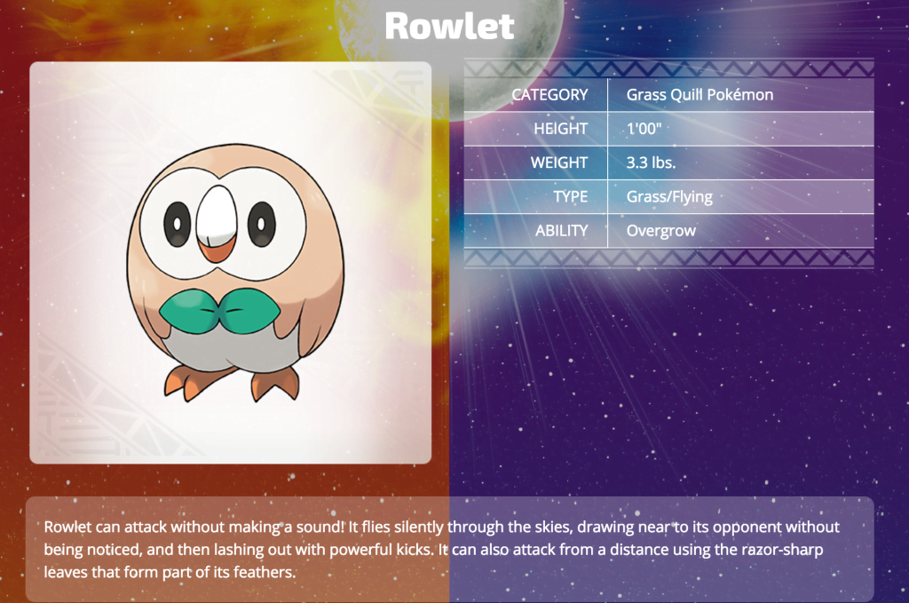 Rowlet (Grass/Flying)