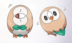 Rowlet swivels its head up to 180 degrees!