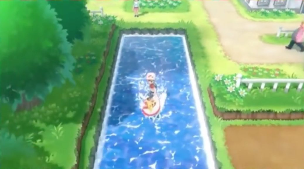 Riding the waters with Pikachu’s “Water Walk” hidden technique.