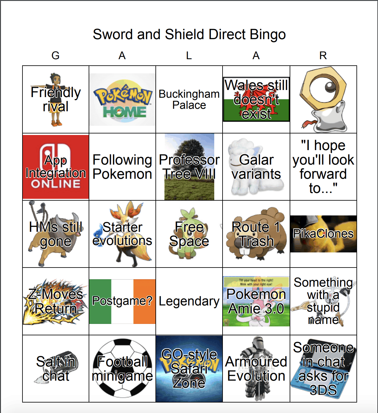 OC] Pokemon Sword & Shield prediction bingo chart : r/pokemon